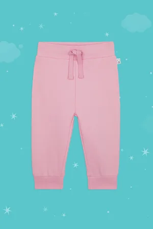 Mothercare Infant Girls Pink Solid Pure Cotton Slim Fit Joggers