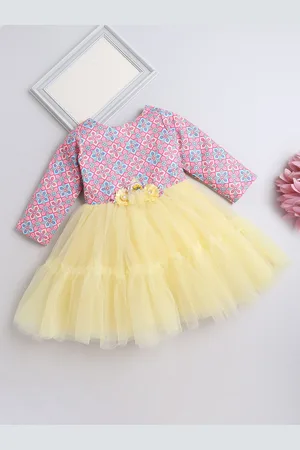 The Magic Wand Girls Geometric Printed Fit & Flare Knee Length Dress