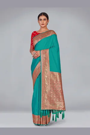 MONJOLIKA FASHION Zari Silk Blend Heavy Work Banarasi Saree With Blouse Piece