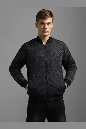 Louis Philippe Men Stand Collar Solid Casual Bomber Reversible Jacket