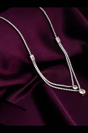 GIVA Sterling Silver Rhodium-Plated Handcrafted Necklace