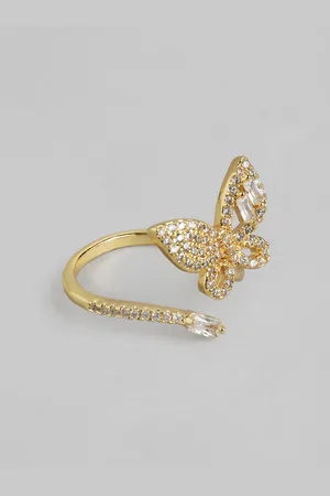 DressBerry Women Stone Studded Butterfly-Shaped Adjustable Finger Ring