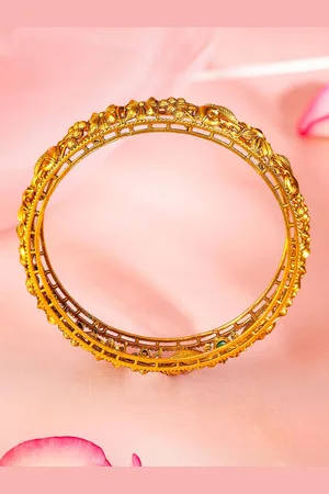 Rubans Set Of 2 22K Gold-Plated Stone Studded Bangles