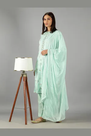 BARARA ETHNIC Floral Printed Sequinned Pure Cotton Kurta with Trousers & With Dupatta