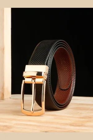 Teakwood Leathers Men Textured Leather Reversible Formal Belt