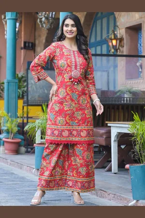 AUTUMN LANE Floral Printed Pure Cotton Tunic & Trouser