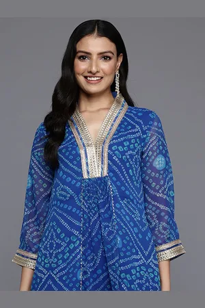 Varanga Bandhani Printed Panelled Sequinned Kurta With Palazzo