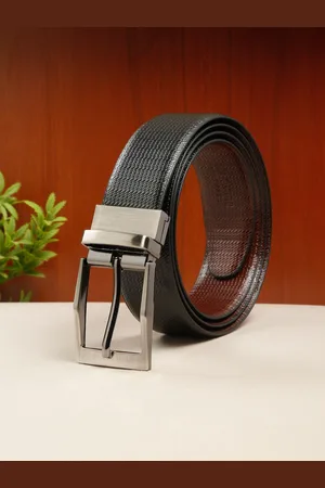 Teakwood Leathers Men Textured Leather Reversible Formal Belt