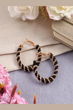 Sangria Artificial Beaded Circular Shaped Hoop Earrings
