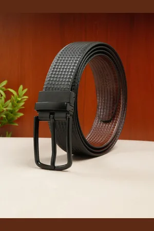 Teakwood Leathers Men Textured Leather Reversible Formal Belt