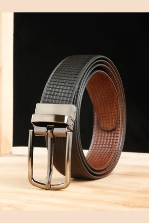 Teakwood Leathers Men Textured Leather Reversible Formal Belt