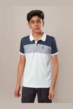 TECHNOSPORT Boys Colourblocked Polo Collar Applique Slim Fit T-shirt
