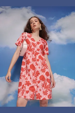 Corsica Floral Print Buttoned A-Line Dress