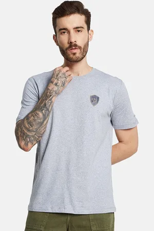 OCTAVE Men Solid Applique Round Neck T-shirt
