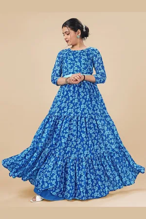 Sangria Girls Floral Printed Tiered Maxi Dress