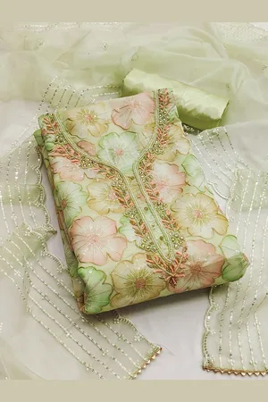 Ishin Embroidered Organza Unstitched Dress Material