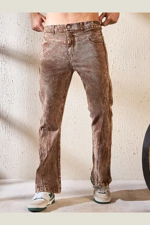 FUGAZEE Men Wide Leg High-Rise Heavy Fade Stretchable Jeans