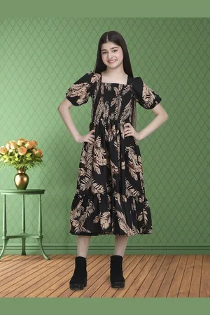 DEKLOOK Girls Tropical Printed Fit & Flare Midi Dress