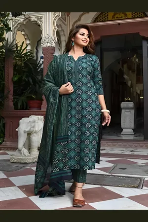 Moda Rapido Women Ethnic Motifs Embroidered Regular Pure Cotton Kurta with Trousers & With Dupatta