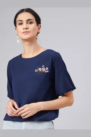 marie claire Women Navy Blue Solid Top