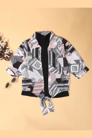 V-Mart Girls Geometric Printed Cotton Shirt Style Top