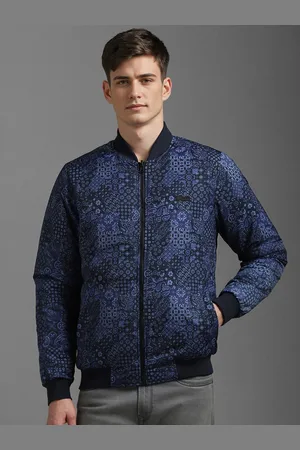 Louis Philippe Men Stand Collar Floral Printed Casual Bomber Jacket