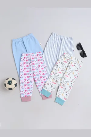 BUMZEE Girls Pack Of 4 Graphic Printed Cotton Mid-Rise Joggers