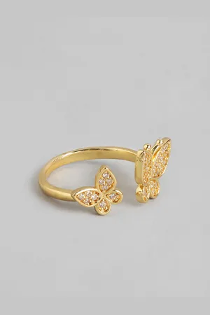 DressBerry Women Stone-Studded Butterfly-Shaped Adjustable Finger Ring