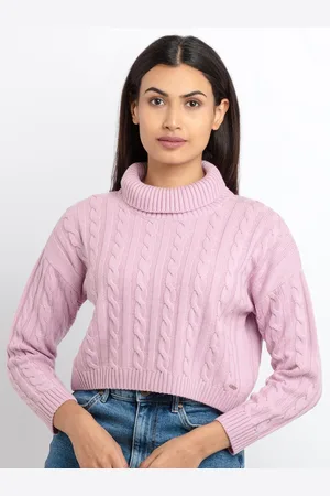 Status Quo Women Turtle Neck Cable Knit Pullover