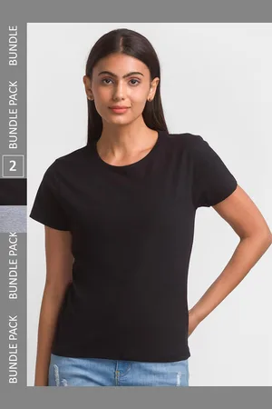 FashionRack Women Black & Grey 2 T-shirt