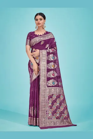 MONJOLIKA FASHION Ethnic Motif Zari Banarasi Saree With Blouse Piece
