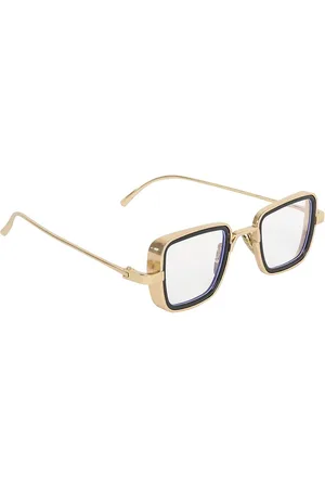 GARTH Unisex Clear Lens & Gold Rectangle Sunglasses with UV Protected Lens