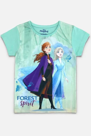 Kidsville Girls Humour And Comic Frozen Graphic Printed Cotton T-Shirt