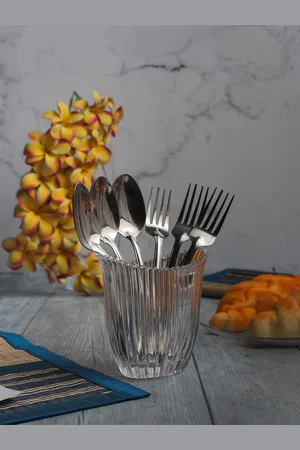 Pasabahce Transparent Glass Glamour Fork & Knife Stand