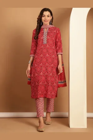 Kalini Floral Printed Regular Pure Cotton Straight Kurta with Trousers & With Dupatta