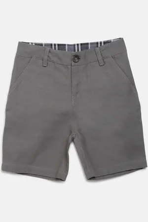 Cherry Crumble Boys Charcoal Grey Solid Regular Fit Shorts