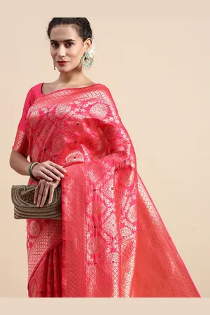 Lilots Ethnic Motifs Woven Design Banarasi Saree with Blouse Piece