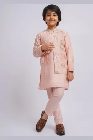 Vastramay Boys Floral Embroidered Regular Sequinned Kurta with Pyjamas