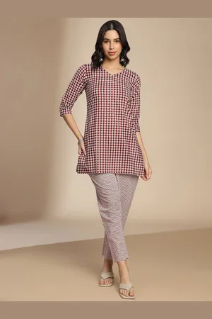 Kalini Printed V-Neck Pure Cotton Tunic With Trousers