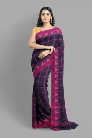 The Chennai Silks Checked Pure Cotton Fusion Chettinad Saree