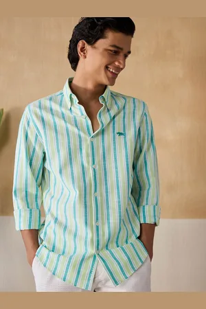 Andamen Premium Slim Fit Striped Button Down Collar Opaque Cotton Casual Shirt