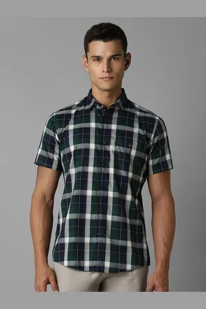 Louis Philippe Men Spread Collar Tartan Checked Cotton Slim Fit Casual Shirt