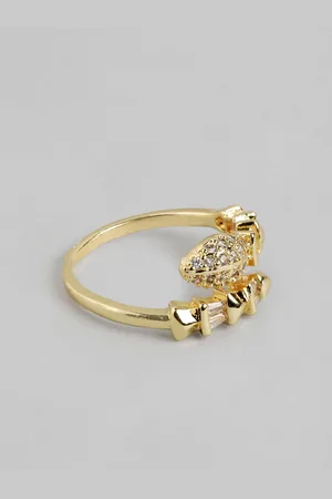 DressBerry Women Stone-Studded Snake-Shaped Adjustable Finger Ring
