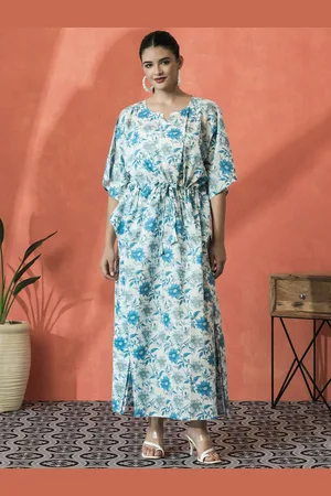 Sangria Floral Printed Pure Cotton Kaftan Ethnic Dress