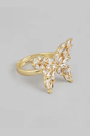 DressBerry Women Stone Studded Butterfly-Shaped Adjustable Finger Ring