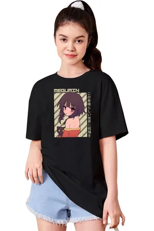 BAESD Girls Typography Printed Drop-Shoulder Sleeves T-shirt