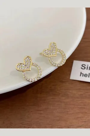 Krelin Gold-Plated Stone Studded Geometric Studs Earrings