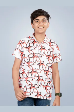 Lil Peacock Boys Conversational Printed Casual Shirt