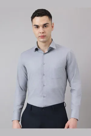 Richlook Men Comfort Slim Fit Spread Collar Textured Cotton Formal Shirt