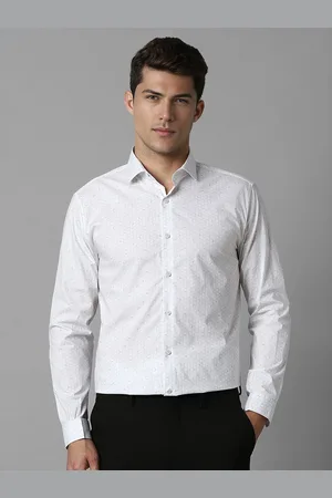 Louis Philippe Men Super Spread Collar Geometric Printed Cotton Formal Shirt